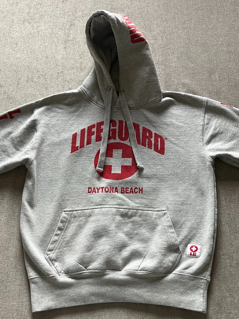 Authentic Lifeguard Hoodie Sweatshirt Adult Medium Gray Daytona Beach Rescue